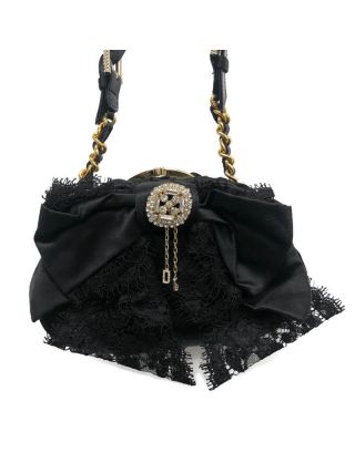 Dolce & Gabbana - Black Satin & Lace Clutch Evening Bag