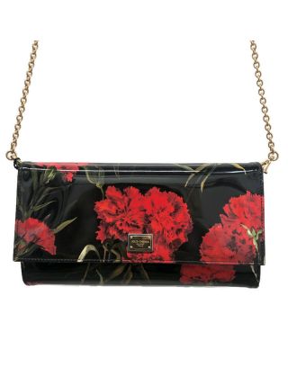 Dolce & Gabbana - Black Cleo Carnation Patent Leather Evening Clutch