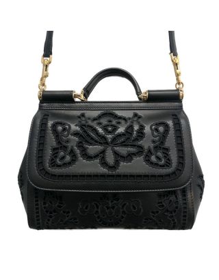 Dolce & Gabbana - Black Lace Padlock Crossbody in Nappa Leather 